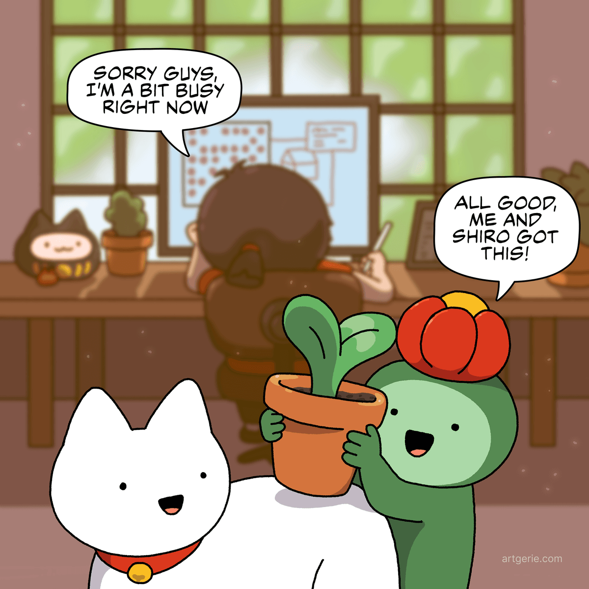 Shiro Helps Ic:i With The Plants